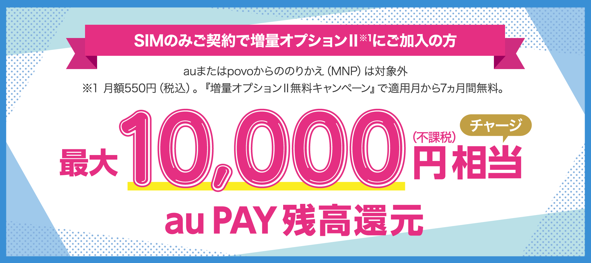 【UQモバイル】最大10,000円相当au PAY残高還元