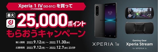  Xperia 1 IV SO-51Cご購入で今ならdポイント最大25,000ポイントもらおうキャンペーン