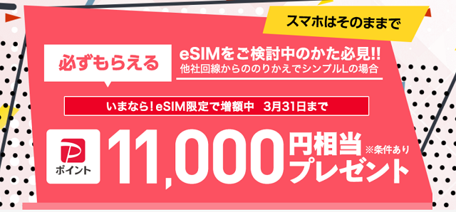 【本店キャンペーン】SIM契約で最大11,000円相当のPayPayプレゼント