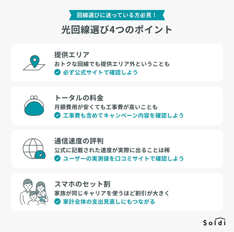 光回線選び4つのポイント