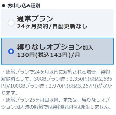 オプション選択