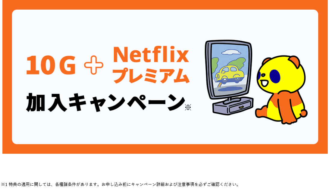 10G+Netflixプレミアム加入キャンペーン
