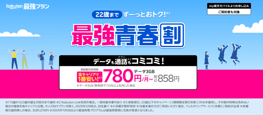 楽天モバイルの最強青春割