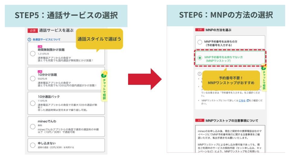 マイネオ申込方法ステップ5,6