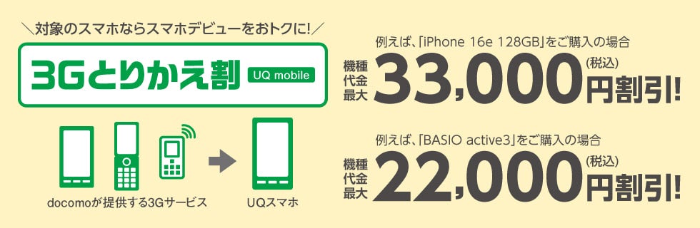 UQモバイル3Gとりかえ割