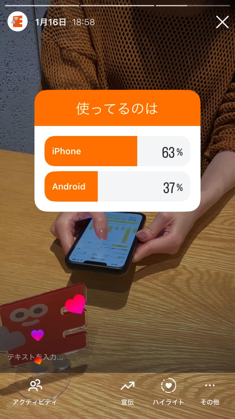 イーデスInstagramで行った格安SIMに関するアンケート結果のスクリーンショッット