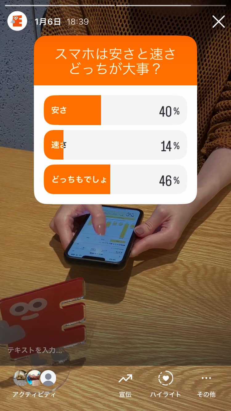 イーデスInstagramで行った格安SIMに関するアンケート結果のスクリーンショッット