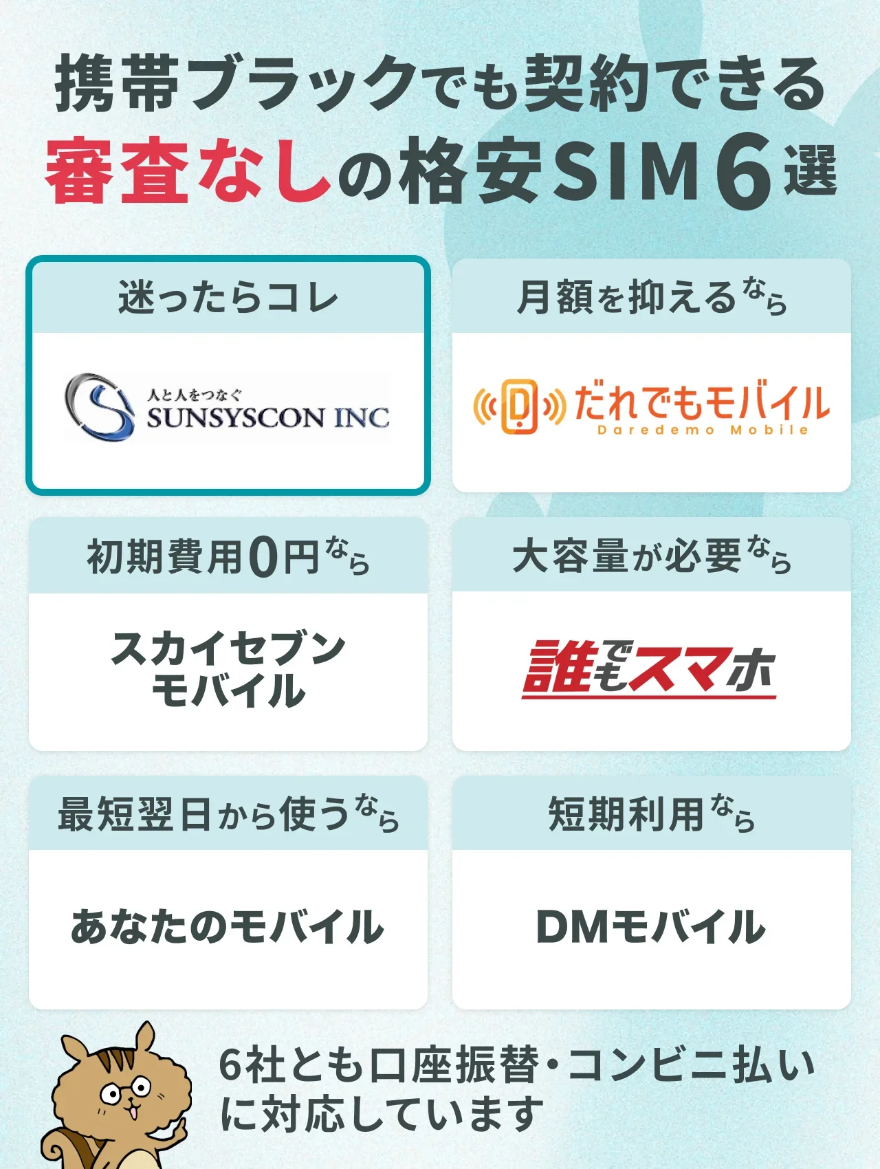 携帯ブラックでも契約できる審査なしの格安SIM6選