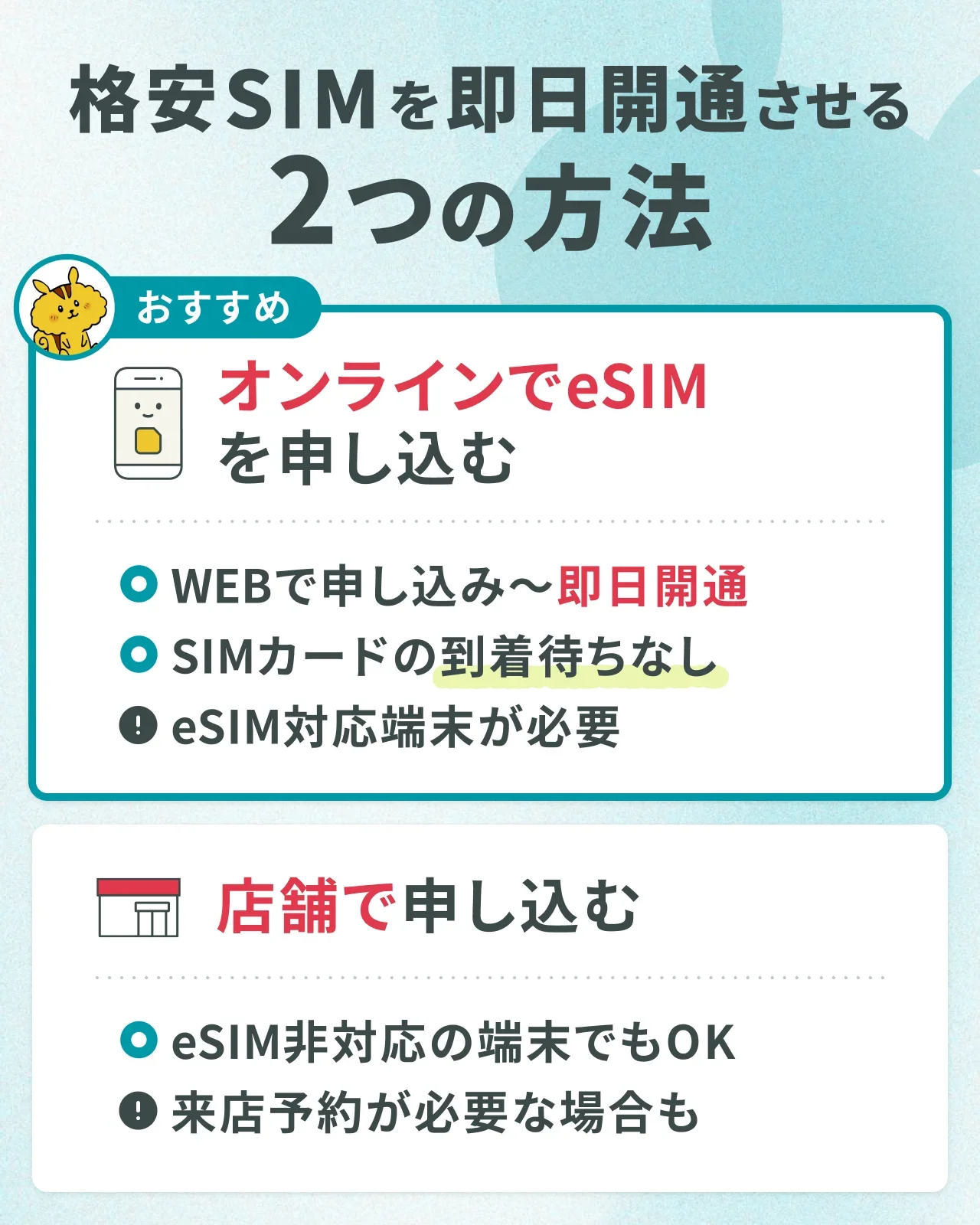 格安SIMを即日開通させる2つの方法