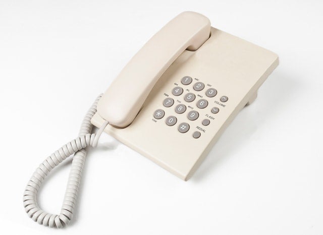 白い固定電話